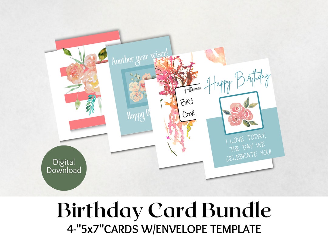 Printable Birthday Card Bundle - Etsy