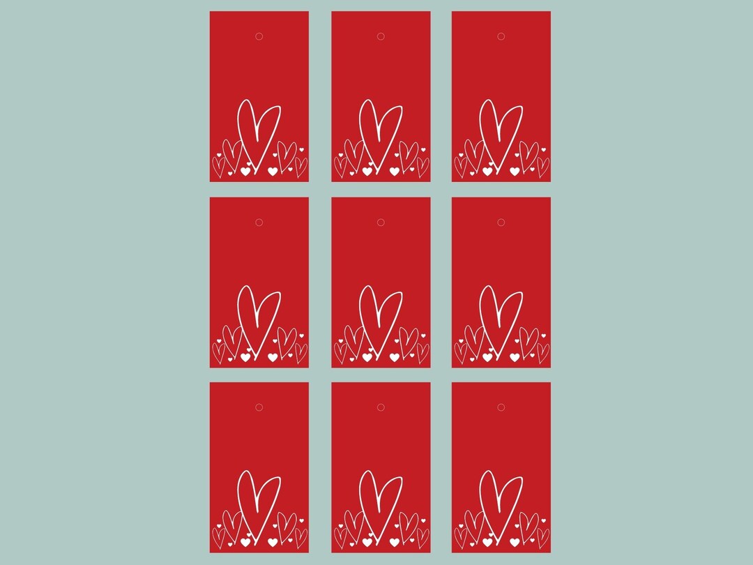 Printable Love Romance Tags, Valentine Present Tag, Gift Note Tag, DOWNLOAD, Red White Hearts ...