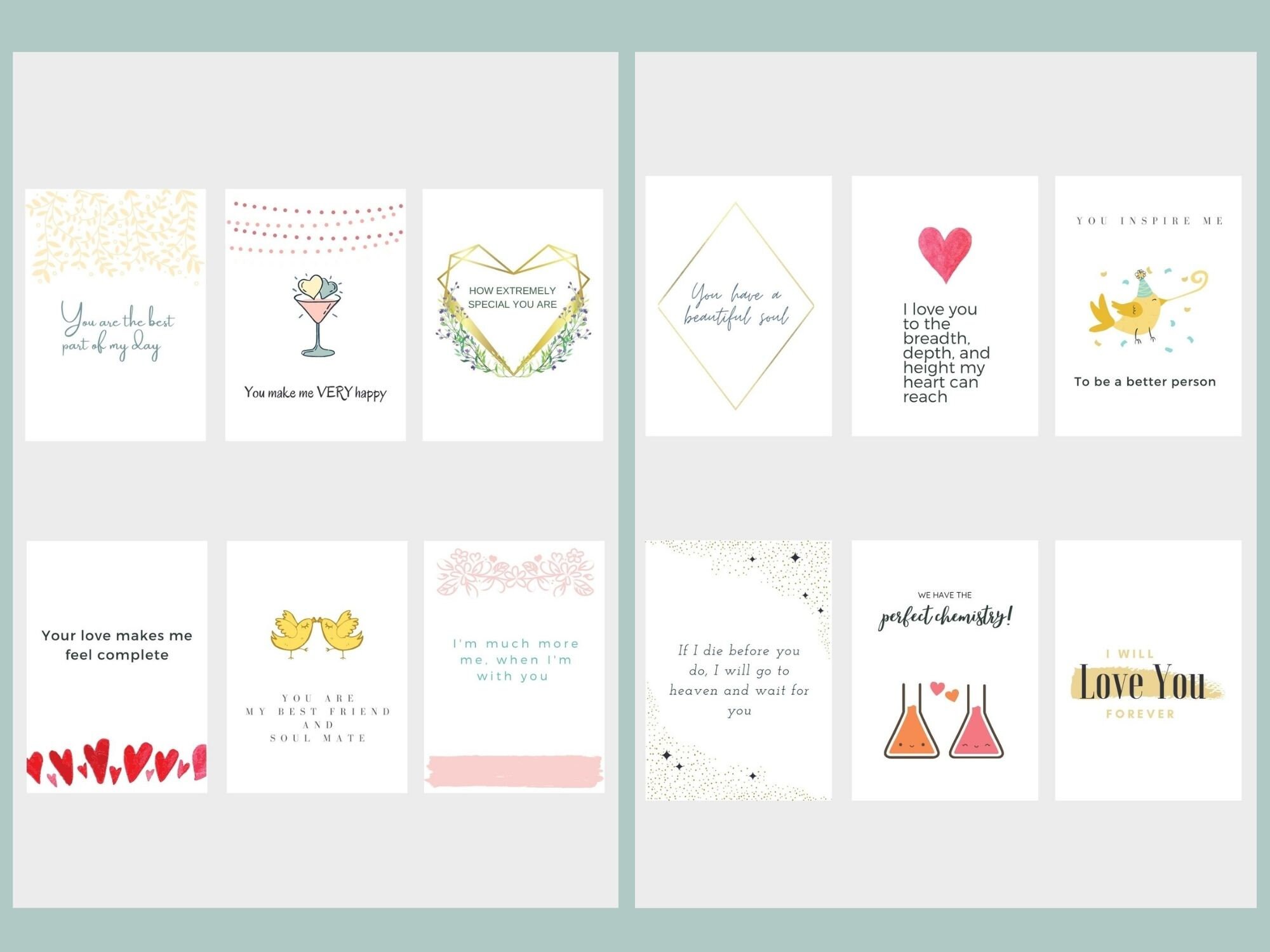 Printable Love Romance Cards Instant Download Gift Love - Etsy