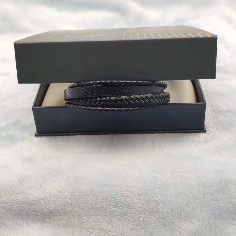 men leather bracelet inside gift box