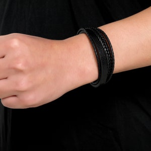 black leather bracelet men