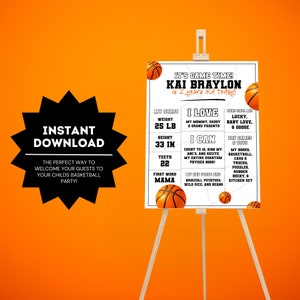 Basketball Milestone Board | Basketball Birthday Party Milestone Sign | Basketball Milestone Poster | Basketball Theme Birthday Party Decor