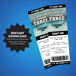 Hockey Birthday Party Ticket Invite | Hockey Themed Event Ticket Invitation | Hockey Birthday Party Decor | Printable Hockey Ticket Invite