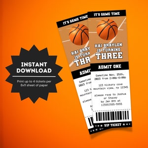 Basketball Ticket Birthday invitation | Basketball Ticket Invite | Basketball Themed Party | Sports Birthday Invitation | Basketball Party