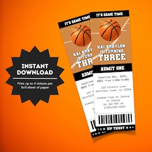 Basketball Ticket Geburtstagseinladung | Basketball Ticket einladen | Basketball-Mottoparty | Sport-Geburtstagseinladung | Basketball-Party
