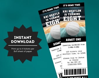 Volleyball Ticket Birthday Invitation | Volleyball Ticket Invite | Volleyball Themed Party | Volleyball Birthday Printable Invite | Editable