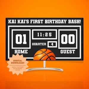 Basketball Party Banner | Basketball Party Digital Backdrop | Basketball Party Decor | Basketball Theme Birthday Party | EDITABLE | DOWNLOAD