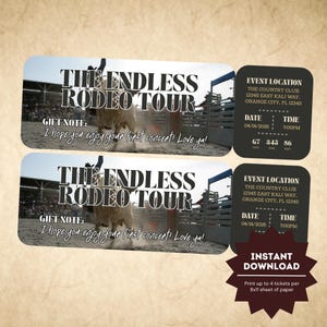 Benutzerdefinierte Country-Konzertkarten-Vorlage | Bearbeitbares Western Cowboy Konzertticket Geschenk | Überraschungs Custom Rodeo Ticket Stub Einladen | Veranstaltung