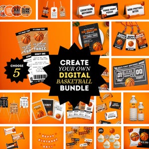 Mix and Match Basketball Birthday Bundle | Basketball Birthday Party | Basketball Themed Party Printables | Sports Theme Birthday | Invites