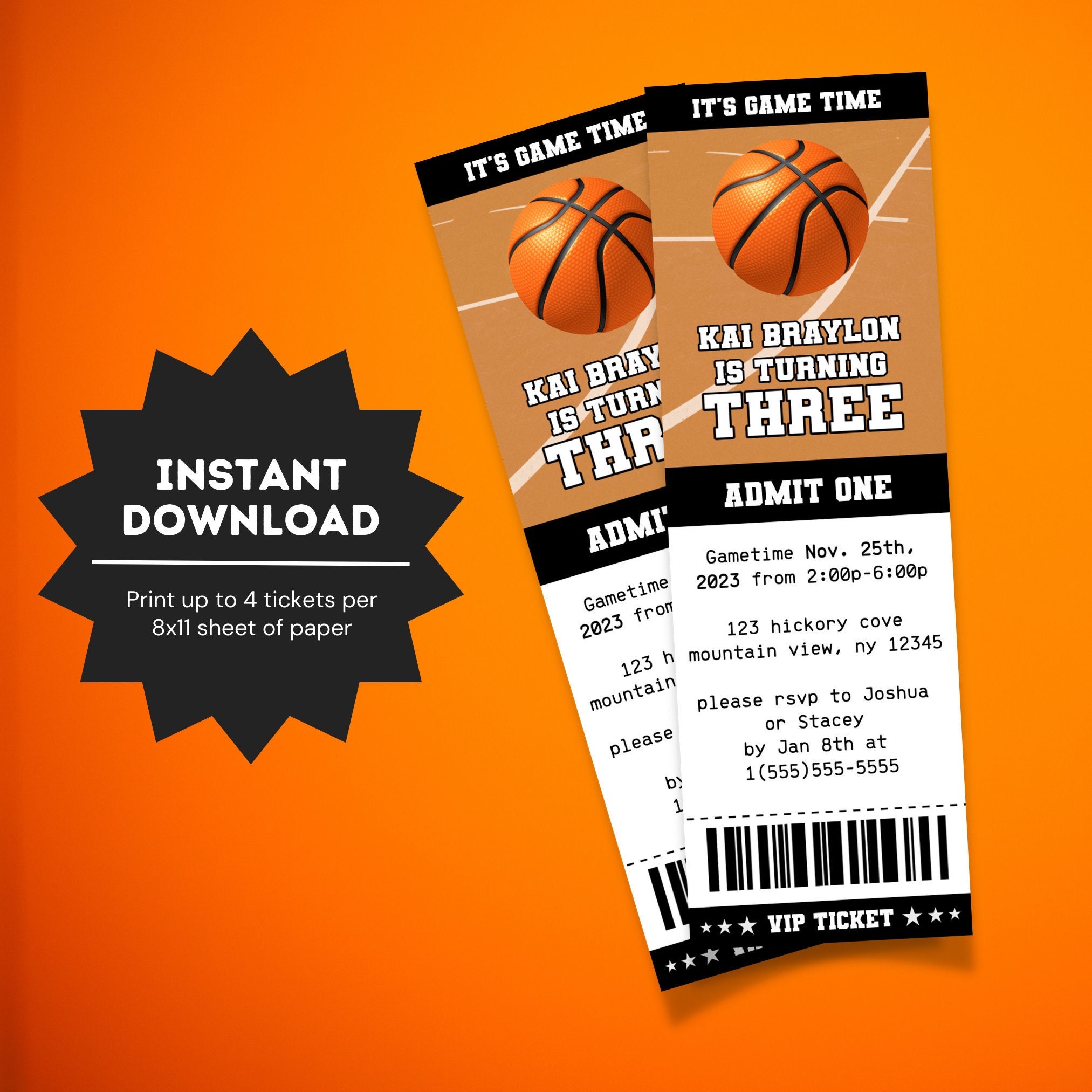 Basketball Ticket Birthday Invitation Basketball Ticket Etsy Australia