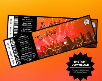 Concert Ticket Template | Editable Concert Ticket Gift | Custom Event Ticket Stub | Surprise Ticket Stub | Personalized Concert invitation