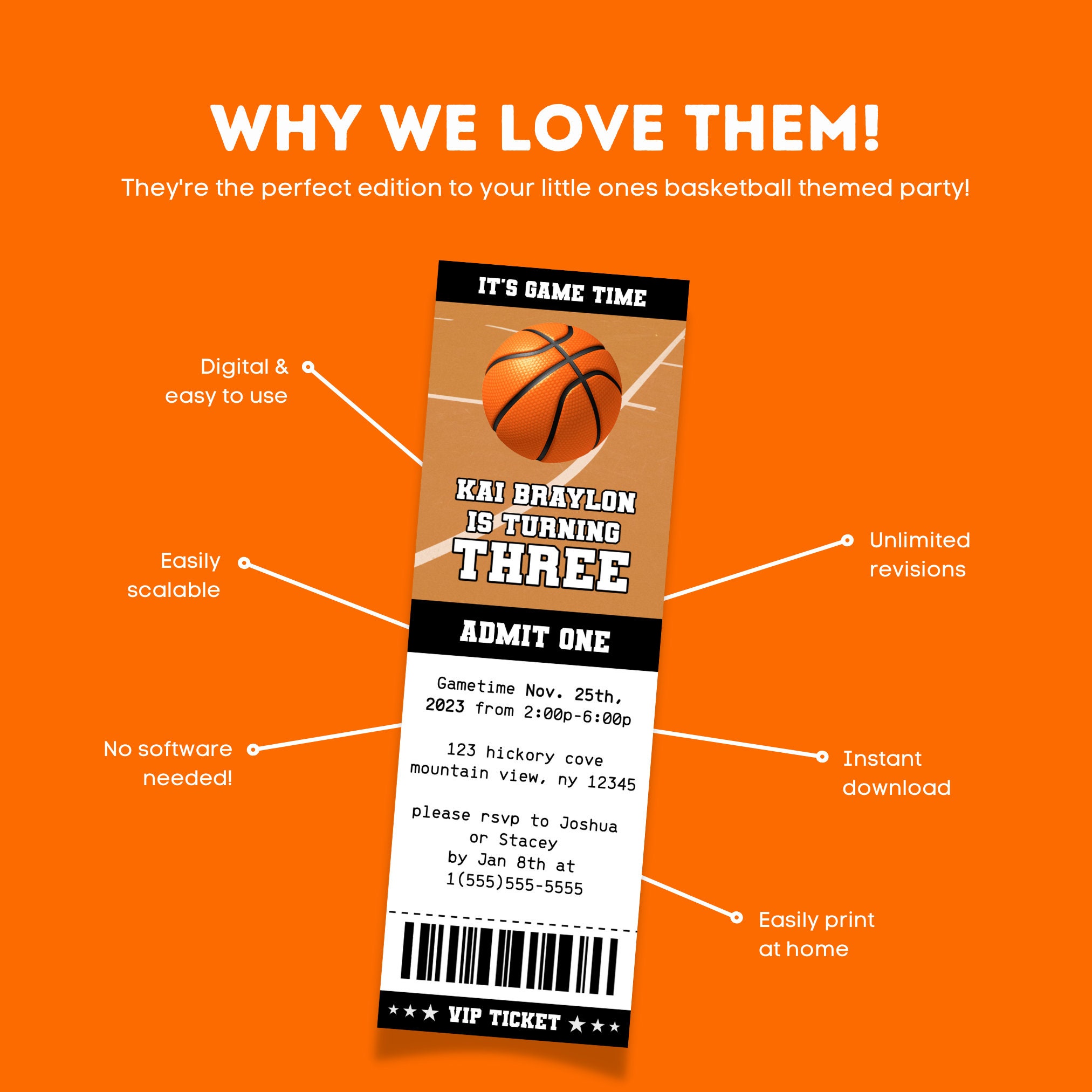Basketball Ticket Birthday Invitation Basketball Ticket Etsy Australia