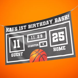 Basketball Party Banner | Basketball Birthday Party Backdrop | Basketball Scoreboard Banner | Basketball Theme Party Decorations | EDITABLE