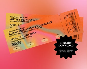 Individuelles Event Ticket Stub | Konzertkarten-Vorlage | Bearbeitbares Konzertkartengeschenk | Überraschungskarte Stub | Personalisierte Konzerteinladung