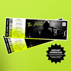 Konzertkarten-Vorlage | Bearbeitbares Konzertkartengeschenk | Individuelles Event Ticket Stub | Überraschungskarte Stub | Personalisierte Konzerteinladung