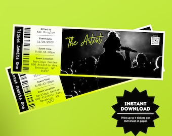 Konzertkarten-Vorlage | Bearbeitbares Konzertkartengeschenk | Individuelles Event Ticket Stub | Überraschungskarte Stub | Personalisierte Konzerteinladung