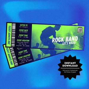 Benutzerdefinierte Rock-Konzert-Eintrittskarte | Bearbeitbares EDM Konzertkartengeschenk | Personalisierte Alternative Punk Rock Stub | Überraschungs-Stub-Geschenk
