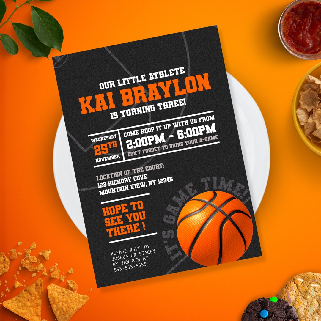 Basketball Themed Birthday Invite Basketball Party Invitation
