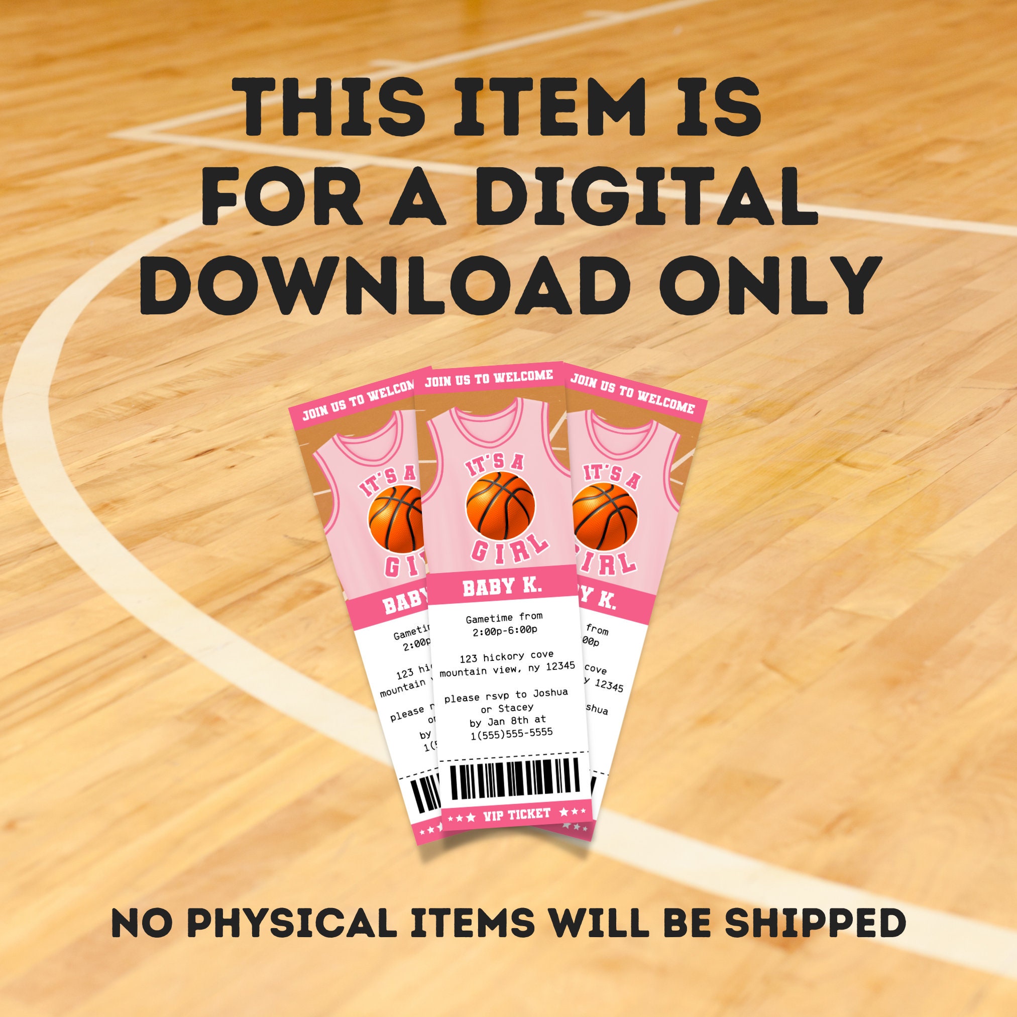 Basketball Themed Baby Shower Ticket Invite Its A Girl Baby Shower Girl