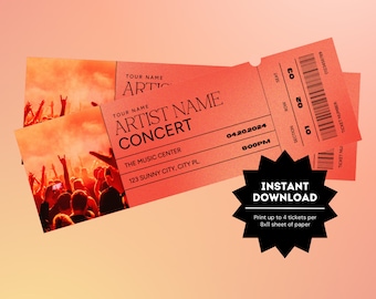 Überraschungskarte Stub | Konzertkarten-Vorlage | Bearbeitbares Konzertkartengeschenk | Individuelles Event Ticket Stub | Personalisierte Konzerteinladung