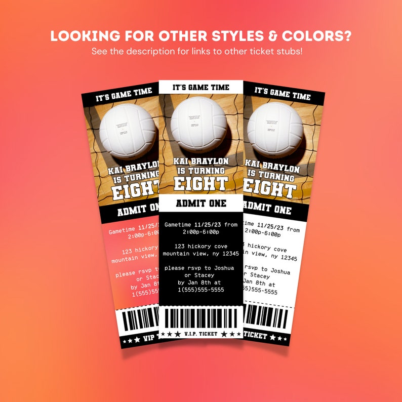 Volleyball Ticket Birthday Invitation Volleyball Ticket Etsy