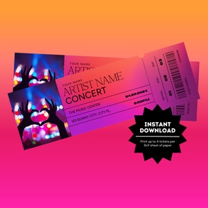 Personalisierte Konzerteinladung | Konzertkarten-Vorlage | Bearbeitbares Konzertkartengeschenk | Individuelles Event Ticket Stub | Surprise Ticket Stub