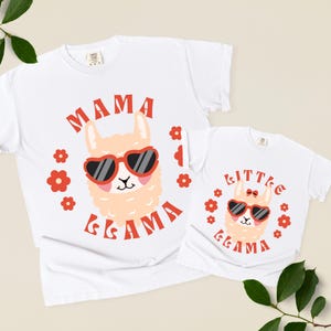 Red Mama Llama Mommy & Me Comfort Color Shirts | Mama Llama Shirt Little Llama Toddler Shirt | Mommy and Me Gift Idea | Matching Toddler Tee