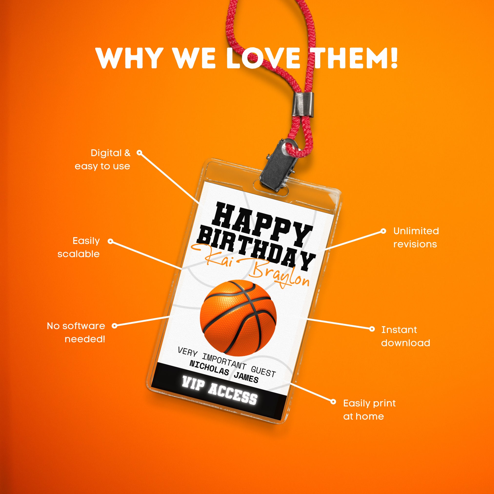 Basketball Birthday Party VIP All Access Pass | Basketball Theme Party ...