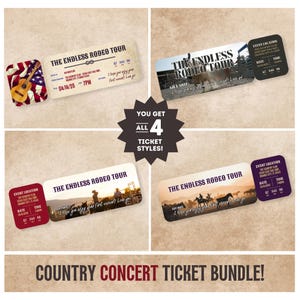 Cowboy Country Konzertkarte einladen | Personalisiertes Country Ticket Bundle | Bearbeitbares Rodeo Konzertkartengeschenk | Custom Surprise Ticket Stub