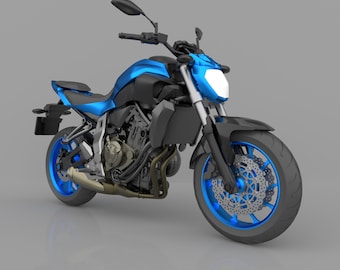 Yamaha MT-07 Motorcycle 3D Model, STL File