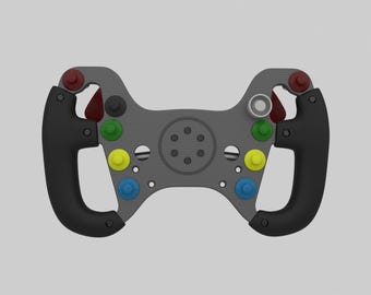 3D Printable GT3 Racing Steering Wheel Model - stl files for FDM, SLA, SLS printers in 1:1 and 1/10 scales- 4 versions with assembly options