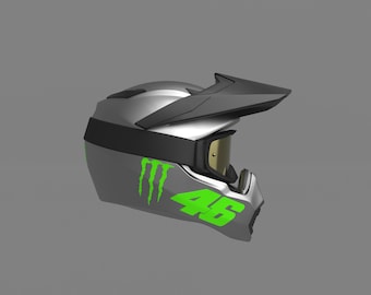 Motocross Helmet STL - 3D Printable Model - Motorcycle Helmet Digital Files