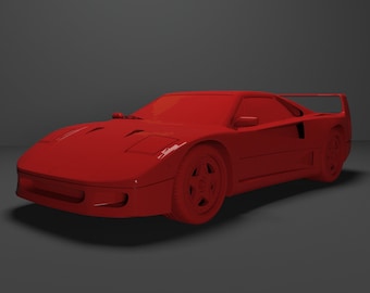 Ferrari F40 3D Model, STL File, 3D Printing Car (1/20 Scale)