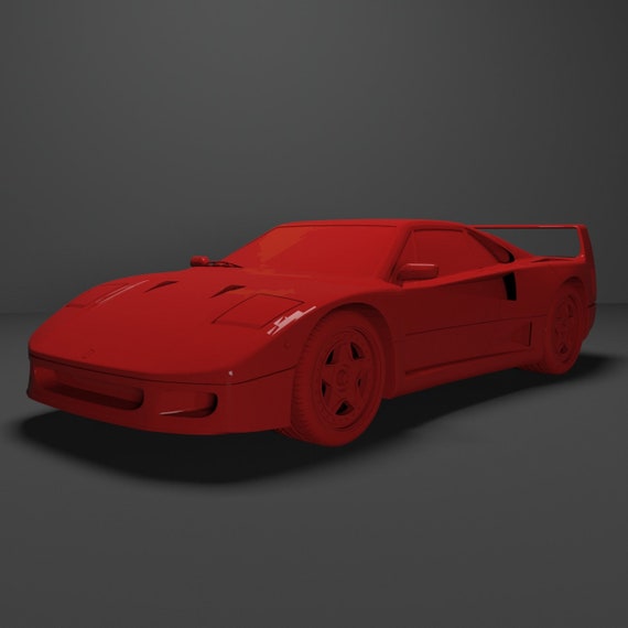 フェラーリ F40 3Dモデル、STLファイル、3Dプリントカー（1/20スケール