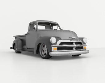 Classic 1950s Pickup Truck 3D Model - stl files for 3D printers - Multiple Scales & Wheel Options