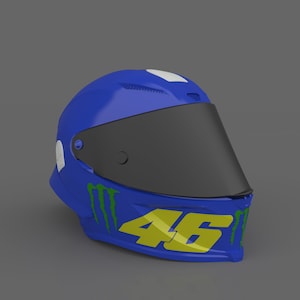 Capacete Valentino Rossi MOTOGP modelo 3D, pronto para imprimir, arquivo STL para impressora 3D, 3D de alta qualidade, chaveiro em miniatura