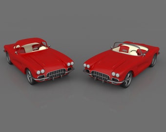 Chevrolet Corvette C1 3D Printing STL File, RC Car Cabriolet