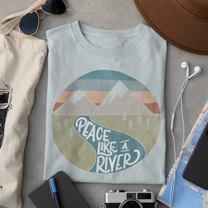 Peace Like a River Christian Hymn T-Shirt | Men's/Women's Hand Drawn Vintage Design | Super Soft Tee Shirt | Free Shipping