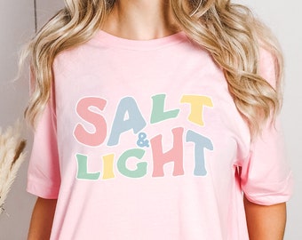 Salt and Light Women's beach Shirt Matthew 5:13-16 retro Christian T-shirt gift salt of the earth and light of the world Jesus faith tshirt