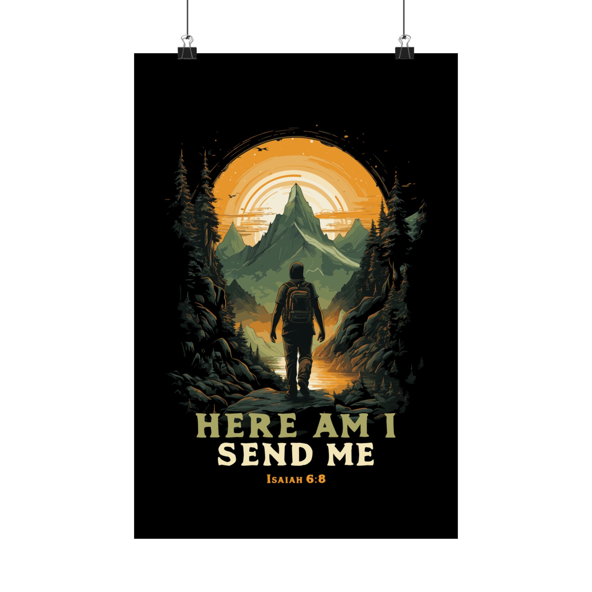 Here am i send me poster isaiah 6 8 bible verse missions decor for home