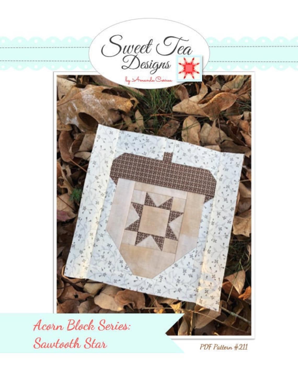 Acorn Quilt Block Pattern PDF Fall Autumn Harvest Star Etsy