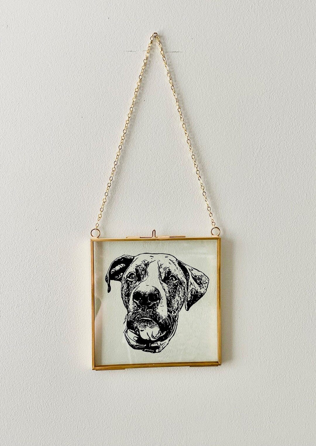Custom Glass Frame Portrait Personalized Portrait Pet Etsy