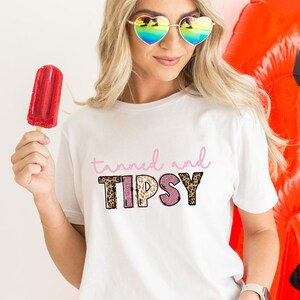 Tanned and Tipsy T-Shirt | Summer T-Shirt | Summer Lovin | Beach Shirt | Short-Sleeve Unisex T-Shirt | Women&#39;s T-Shirt