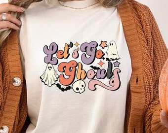 Lets Go Ghouls Comfort Colors T-shirt - Retro Halloween Shirt