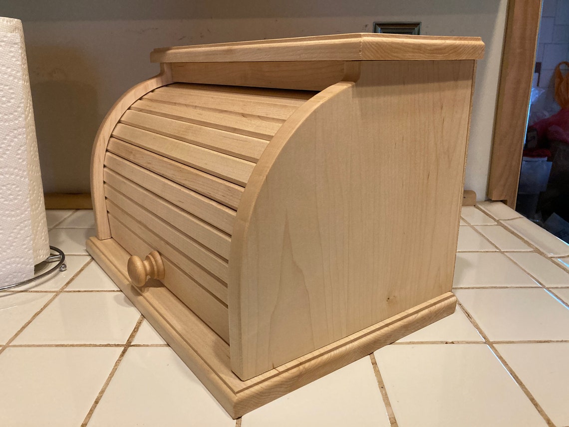 Brand New Maple Roll Top Bread Box Etsy