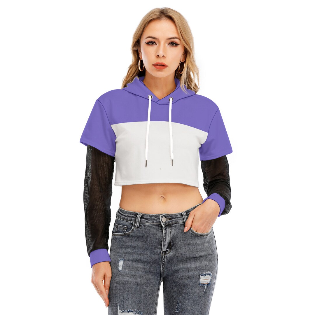 Luz Cat toh Inspired Mesh Sleeve Cropped Hoodie - Etsy