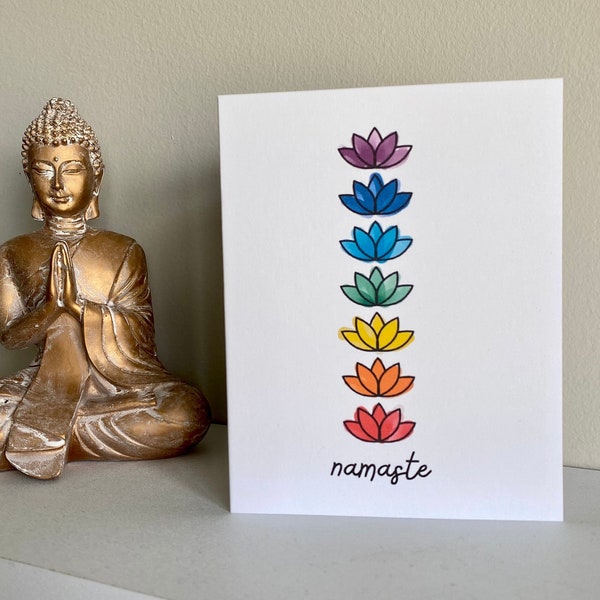 Namaste Greeting Card | Lotus Flower | Chakras | Chakra Greeting Card | Namaste Card | Yoga Greeting Card | Yogi Custom Card | Lotus Card