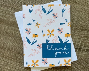 Floral Thank You Note | Wedding Thank You Card | Bridal Shower Thank You Note | Baby Shower Thank You Card | Thank You Cards