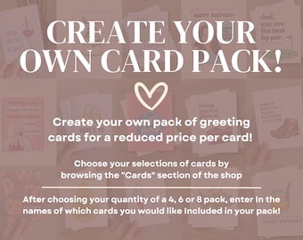Create Your Own Greeting Card Pack | Pack of 4, 6, 8 Greeting Cards | Pack of Greeting Cards for Many Occassions | Custom Greeting Card Pack