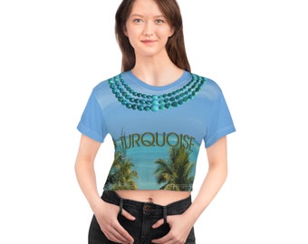 Crop Tee Top Turquoise